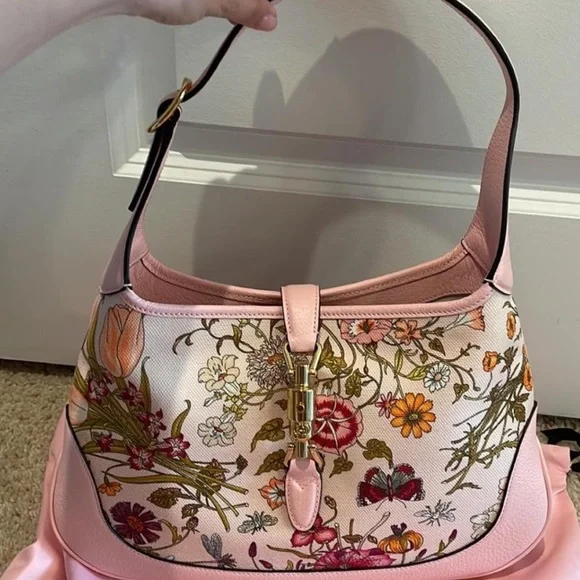 Gucci Pink Floral Jackie Shoulder Bag - Picture 6 of 10